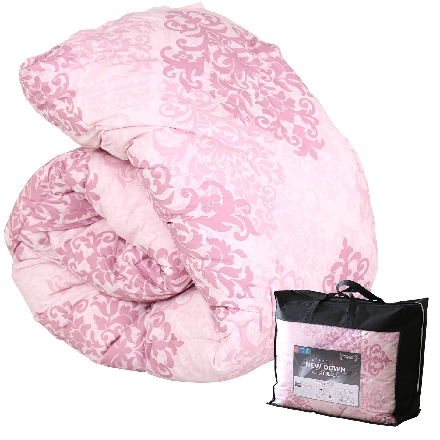 人工羽毛掛布団 掛け布団 シングル シングルロング ポリエステル100％ ニューダウン 寝具 幅150 洗える ケース付き ピーチスキン加工