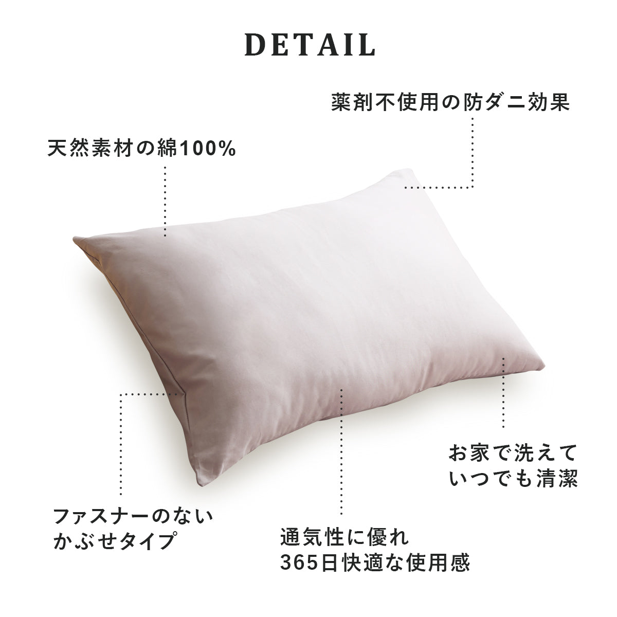 ダニを通さない 綿100％ 枕カバー