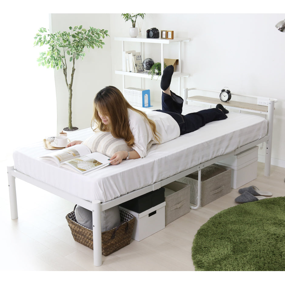 ベッド シングル フレーム パイプベッド コンパクト 一人暮らし 通気性 ブラック ホワイト フロスS