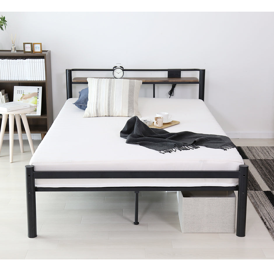 ベッド シングル フレーム パイプベッド コンパクト 一人暮らし 通気性 ブラック ホワイト フロスS