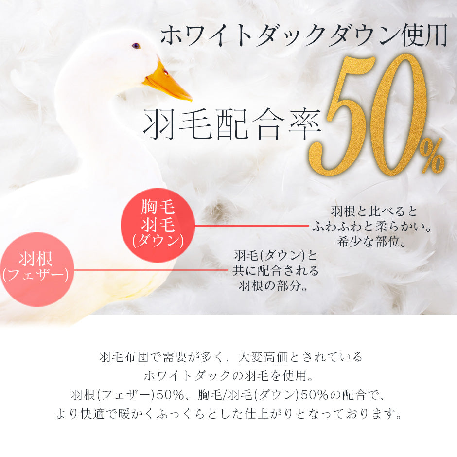掛け布団 ホワイトダックダウン50％